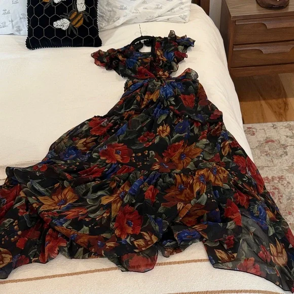 ASOS Floral Maxi Dress - Black and Red - Picture 3 of 3